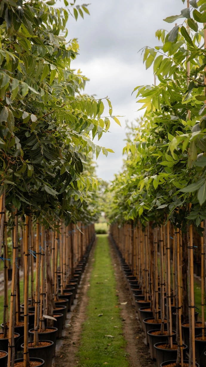 Jonge noten- en vruchtbomen